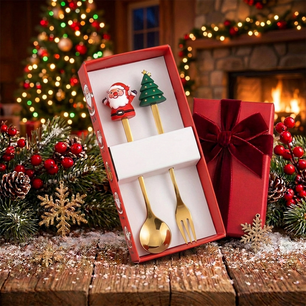 Set navideño de cuchara y tenedor