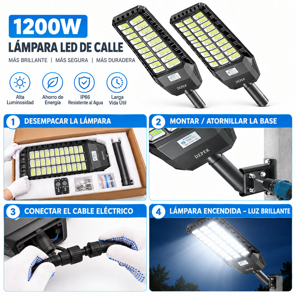 Lámpara solar LED para exterior | Con control remoto