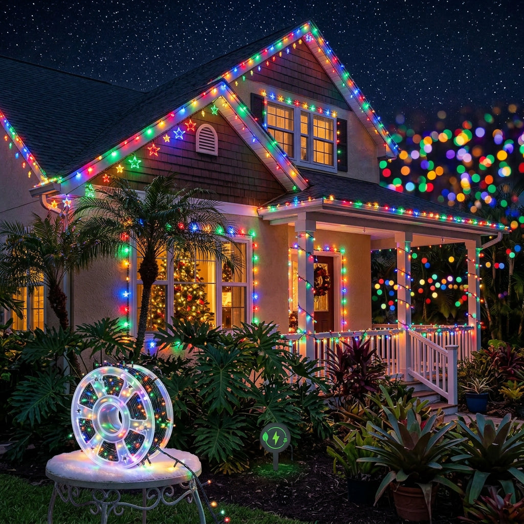 Luces navideñas multicolor de 100 metros