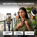 Micrófono inalámbrico con fondo oscuro y características